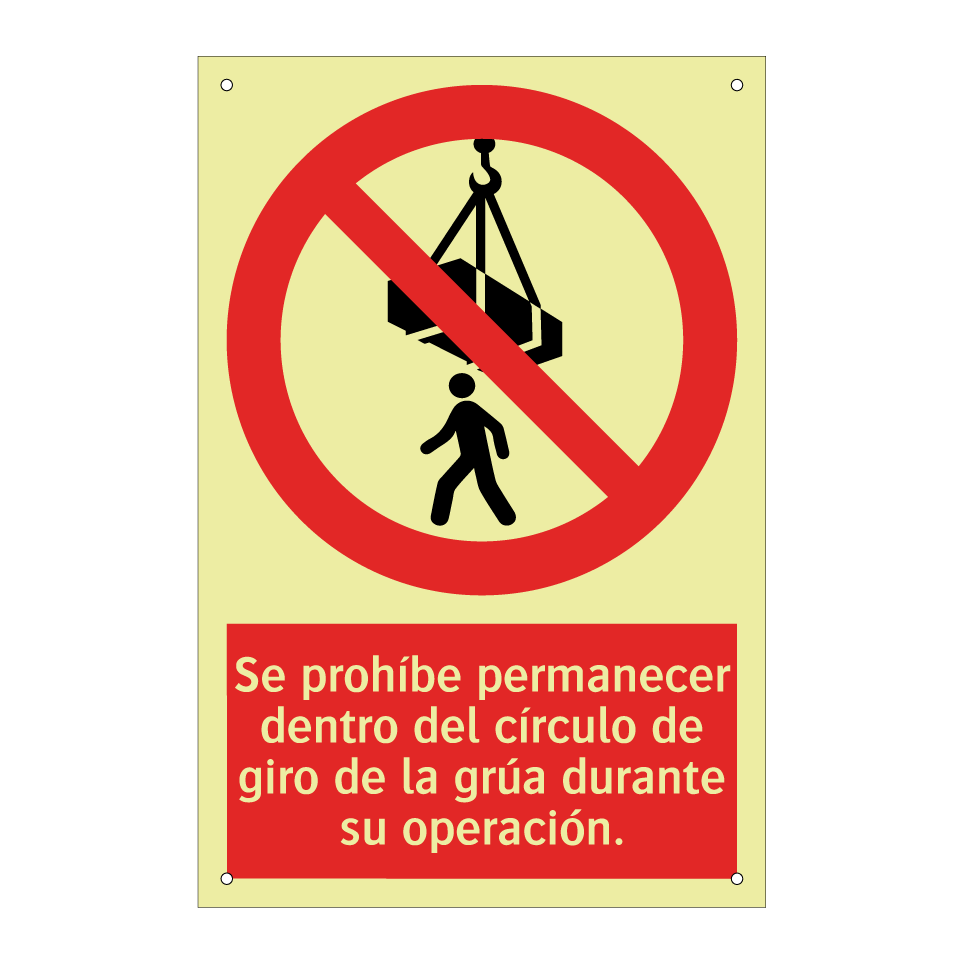 Se prohíbe permanecer dentro del círculo de giro de la grúa durante su operación.