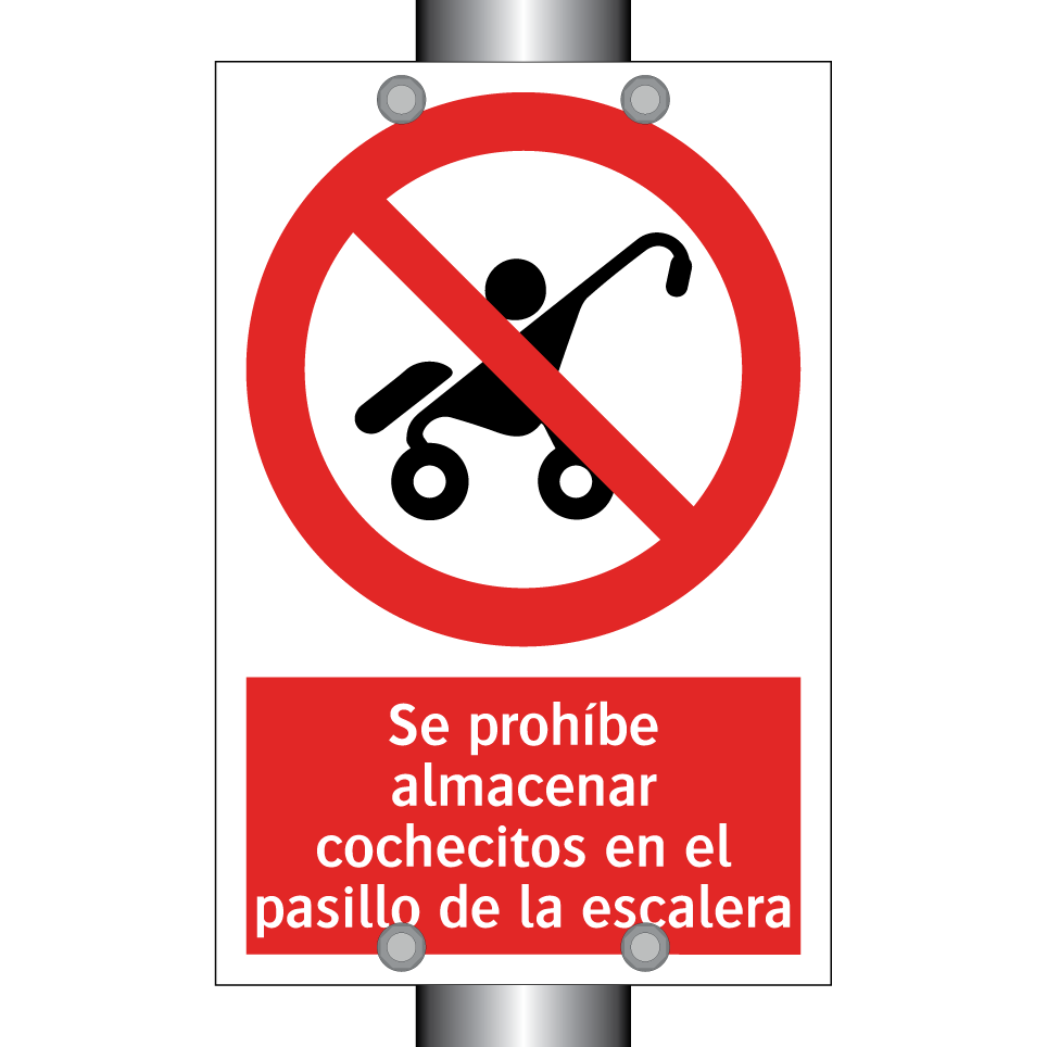 Se prohíbe almacenar cochecitos en el pasillo de la escalera