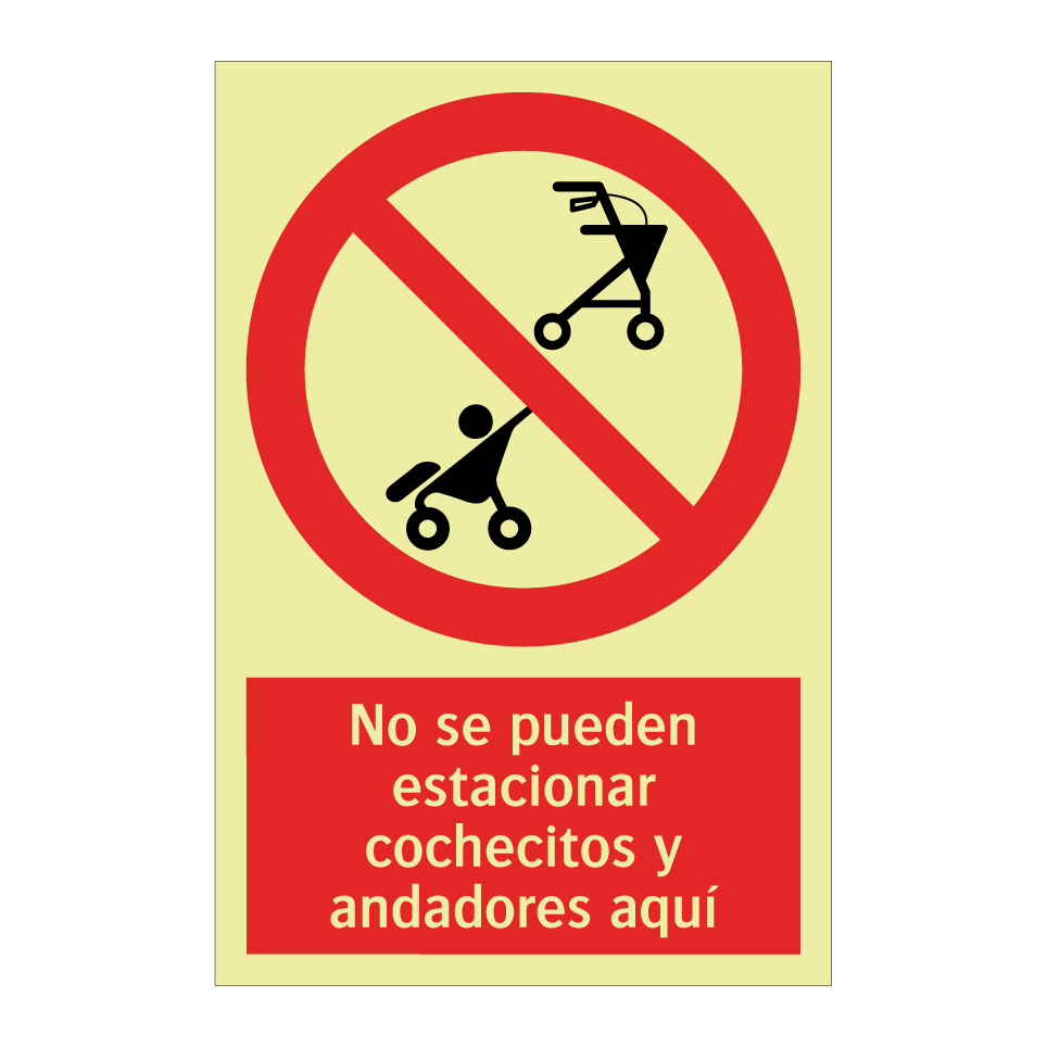 No se pueden estacionar cochecitos y andadores aquí