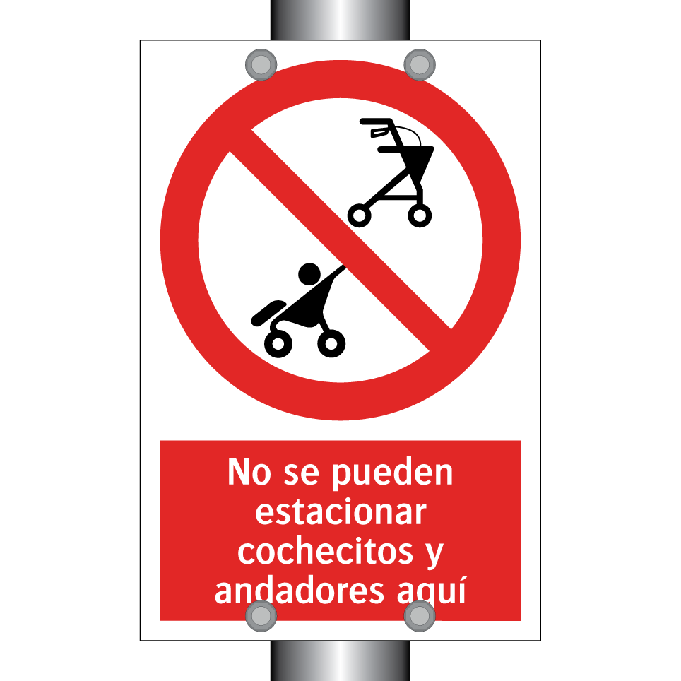 No se pueden estacionar cochecitos y andadores aquí