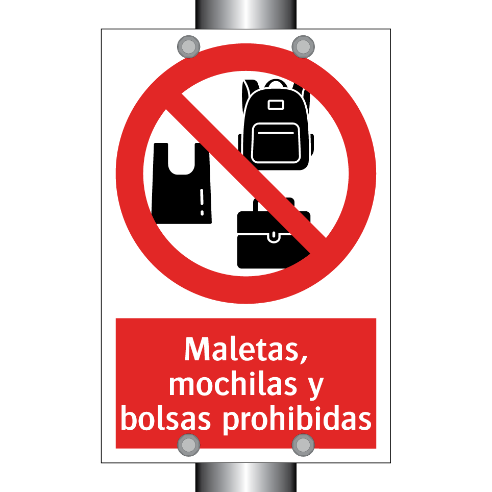 Maletas, mochilas y bolsas prohibidas
