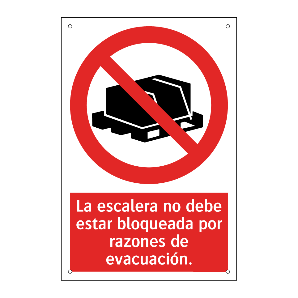 La escalera no debe estar bloqueada por razones de evacuación.