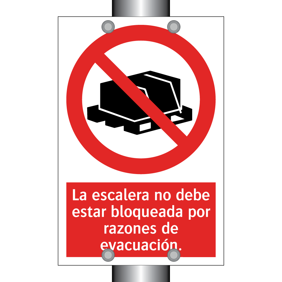 La escalera no debe estar bloqueada por razones de evacuación.