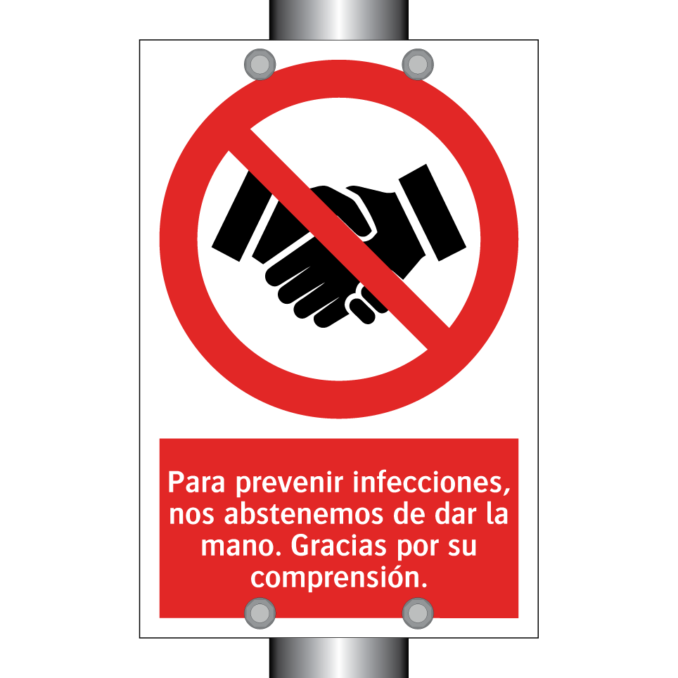 Para prevenir infecciones, nos abstenemos de dar la mano. Gracias por su comprensión.