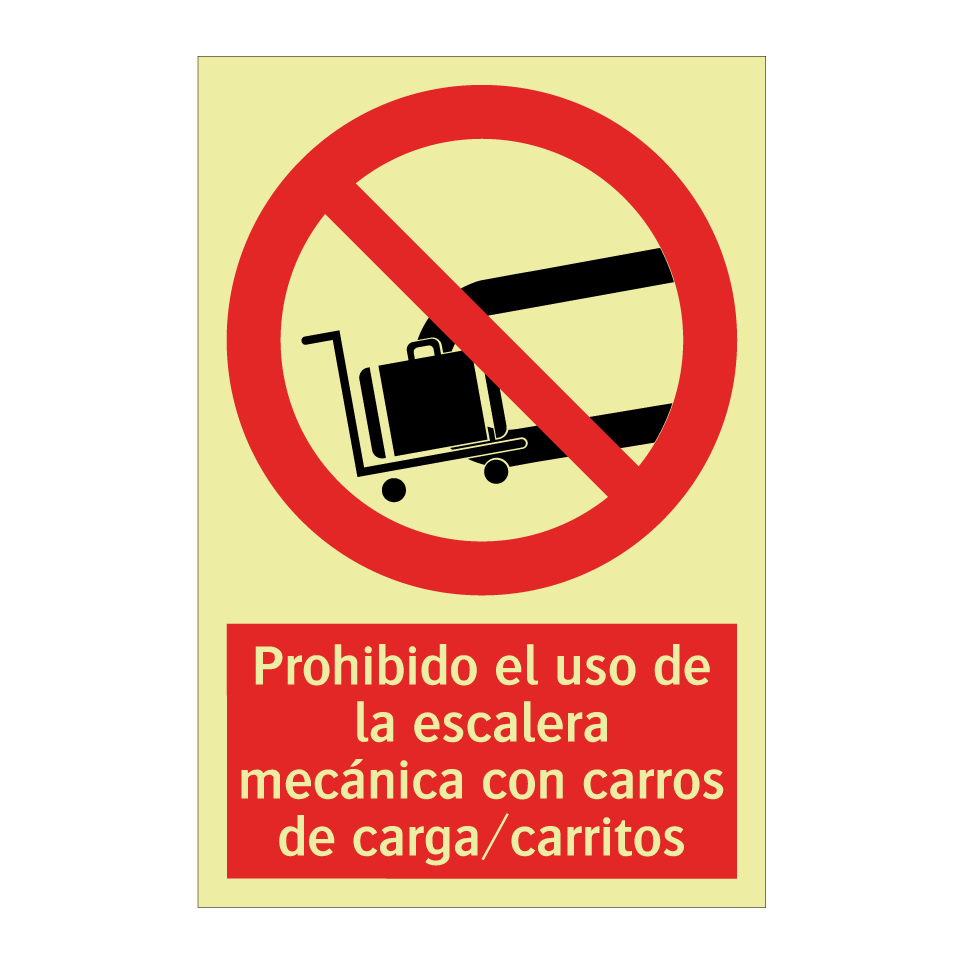 Prohibido el uso de la escalera mecánica con carros de carga/carritos