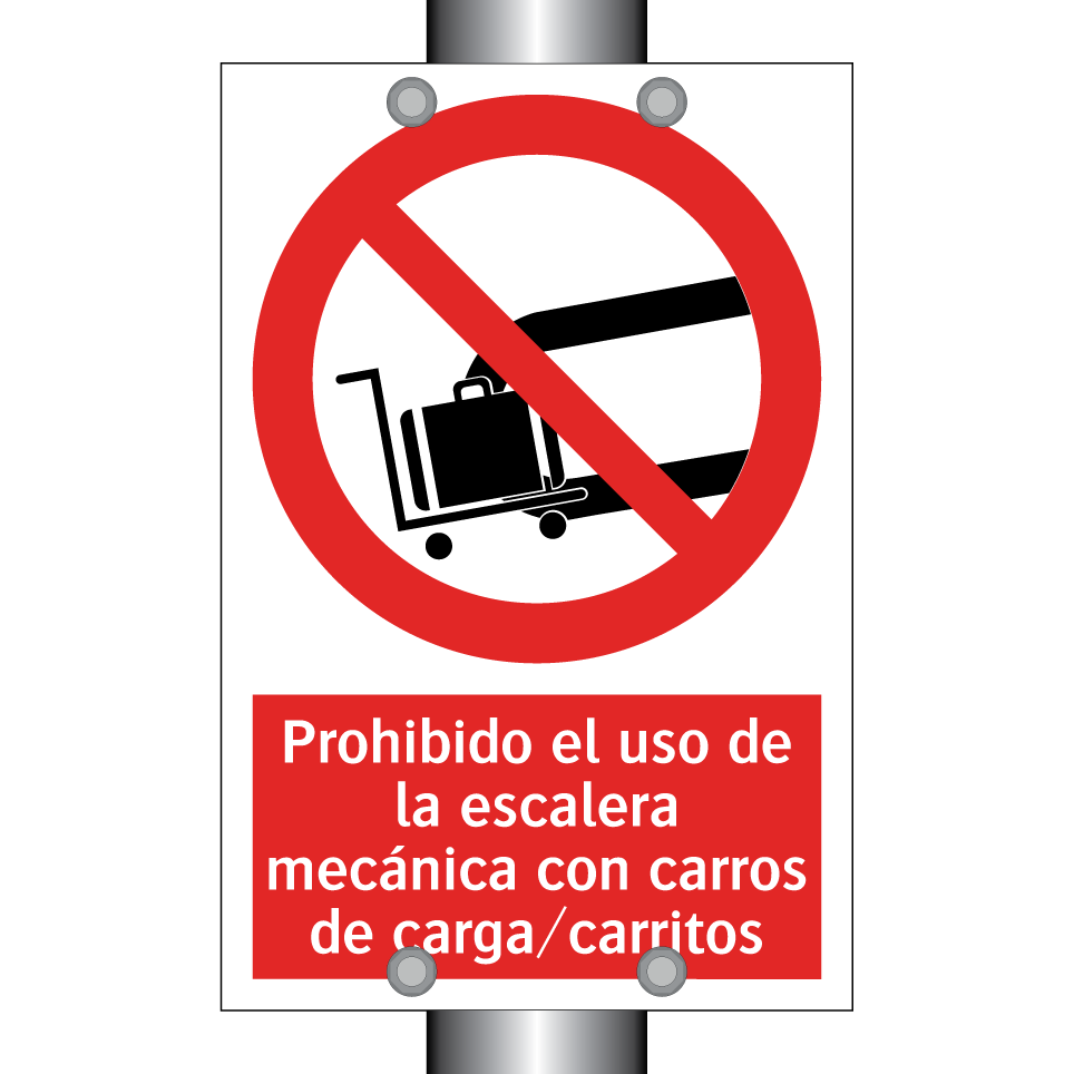 Prohibido el uso de la escalera mecánica con carros de carga/carritos