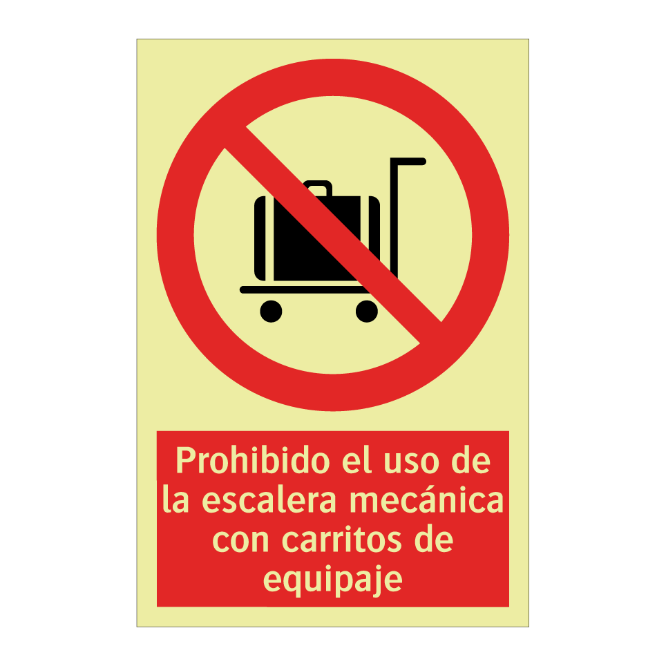 Prohibido el uso de la escalera mecánica con carritos de equipaje