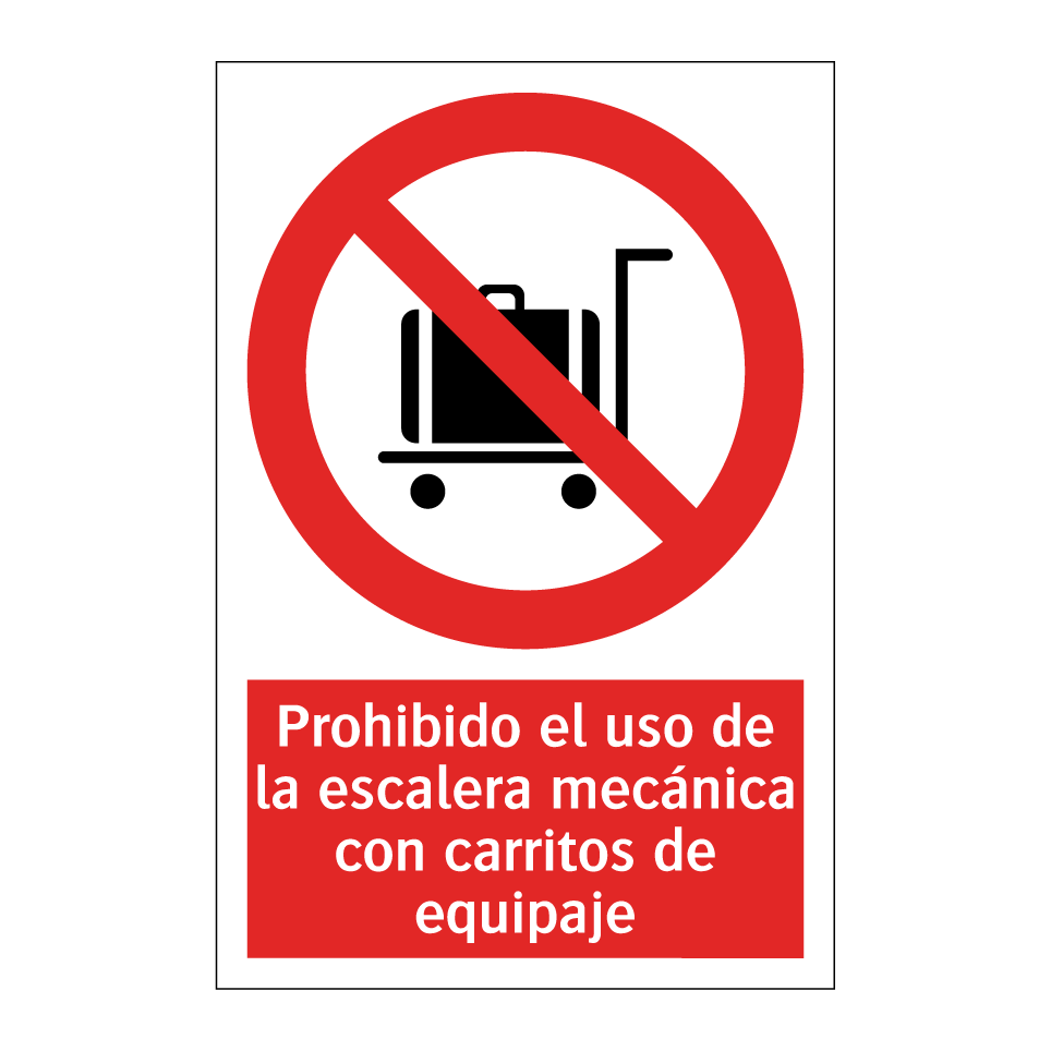 Prohibido el uso de la escalera mecánica con carritos de equipaje