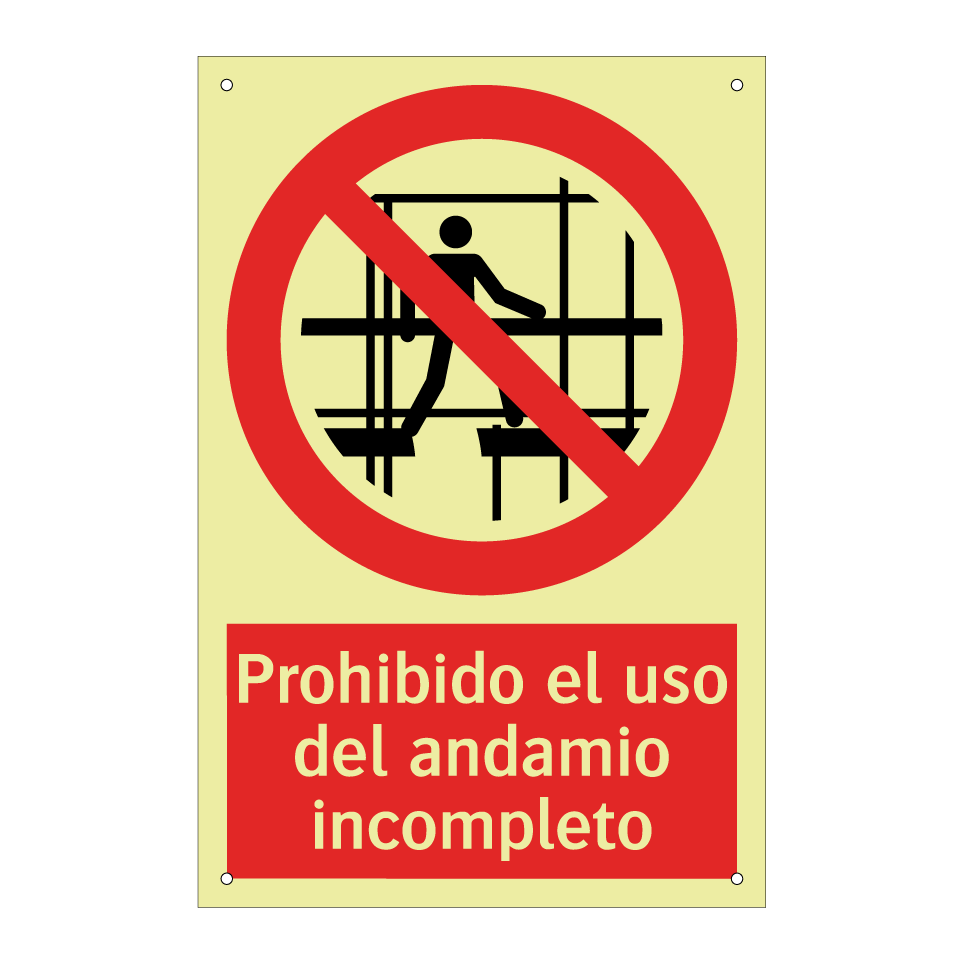 Prohibido el uso del andamio incompleto