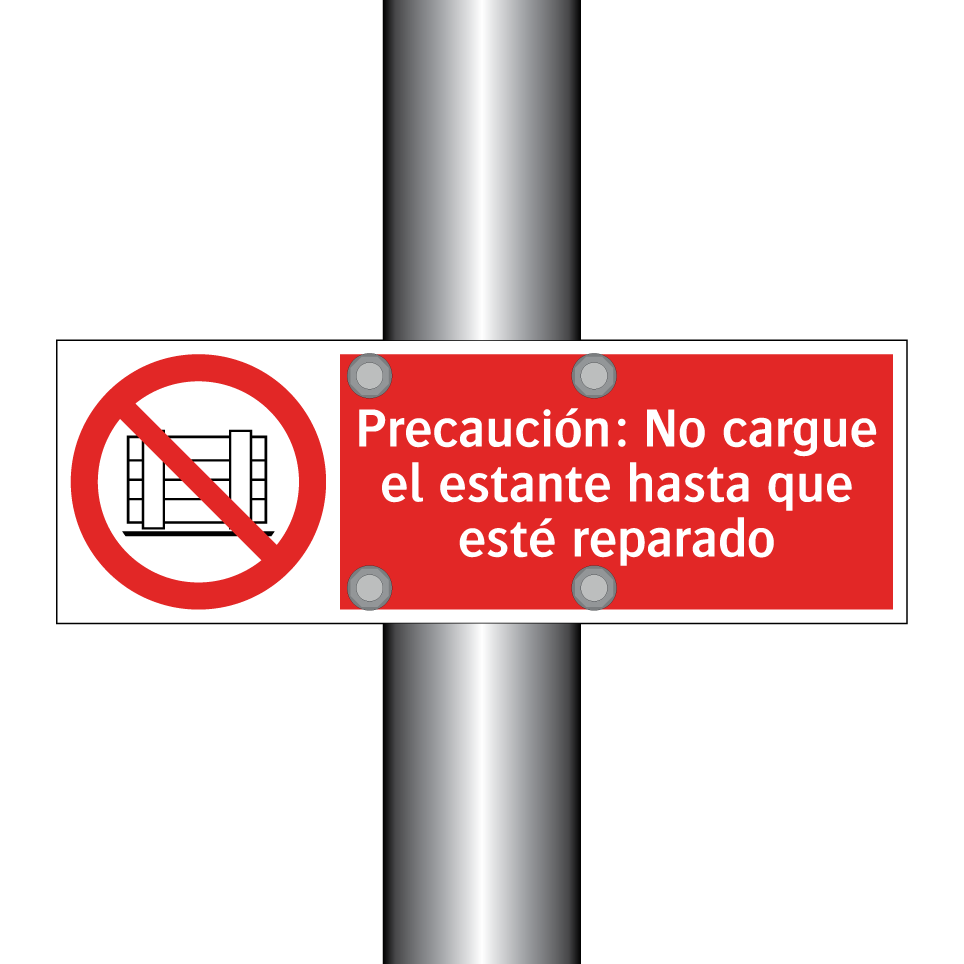 Precaución: No cargue el estante hasta que esté reparado