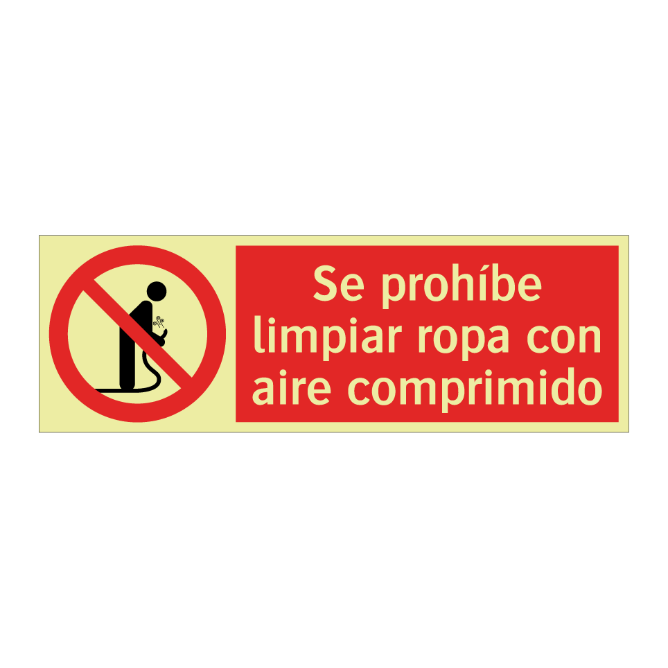 Se prohíbe limpiar ropa con aire comprimido