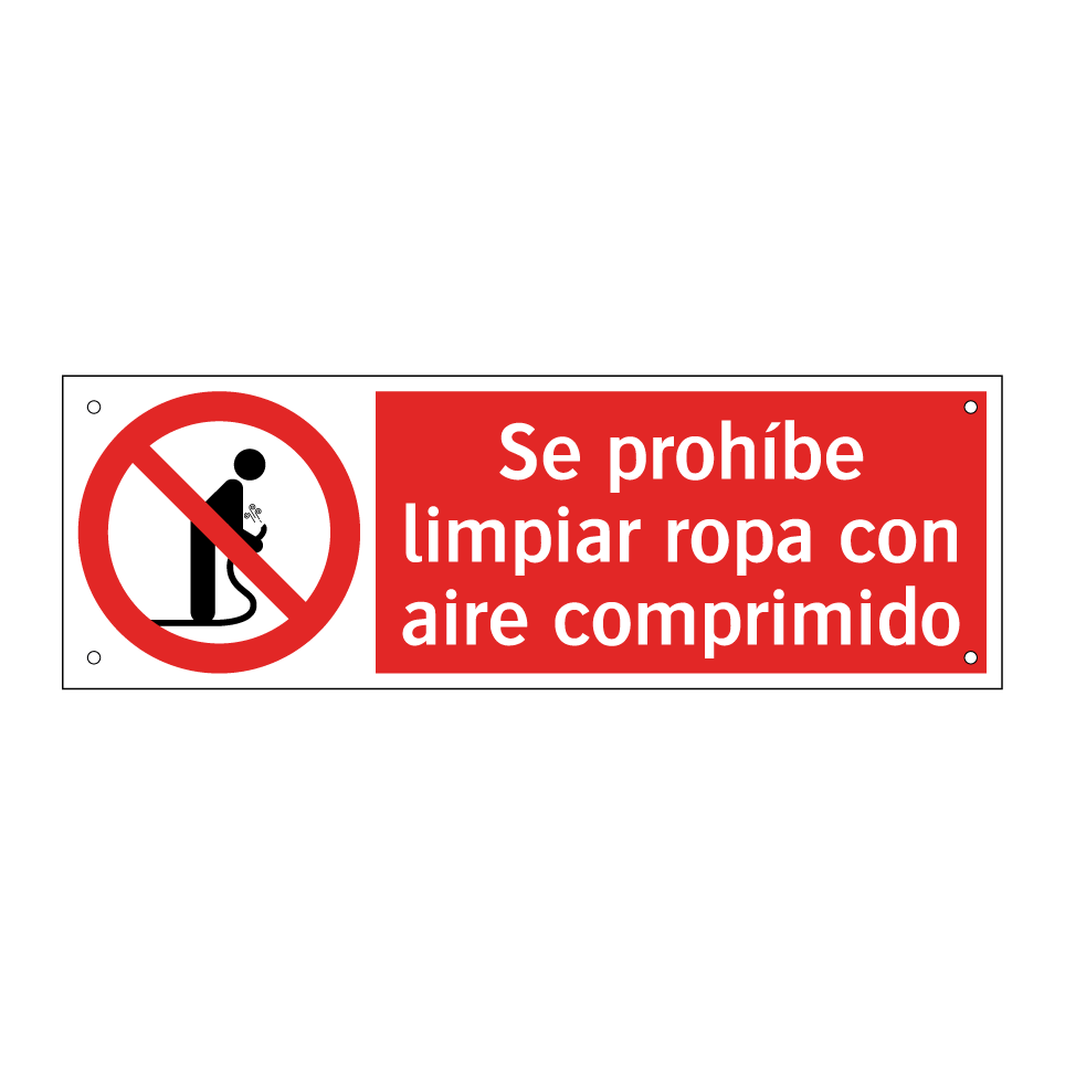 Se prohíbe limpiar ropa con aire comprimido