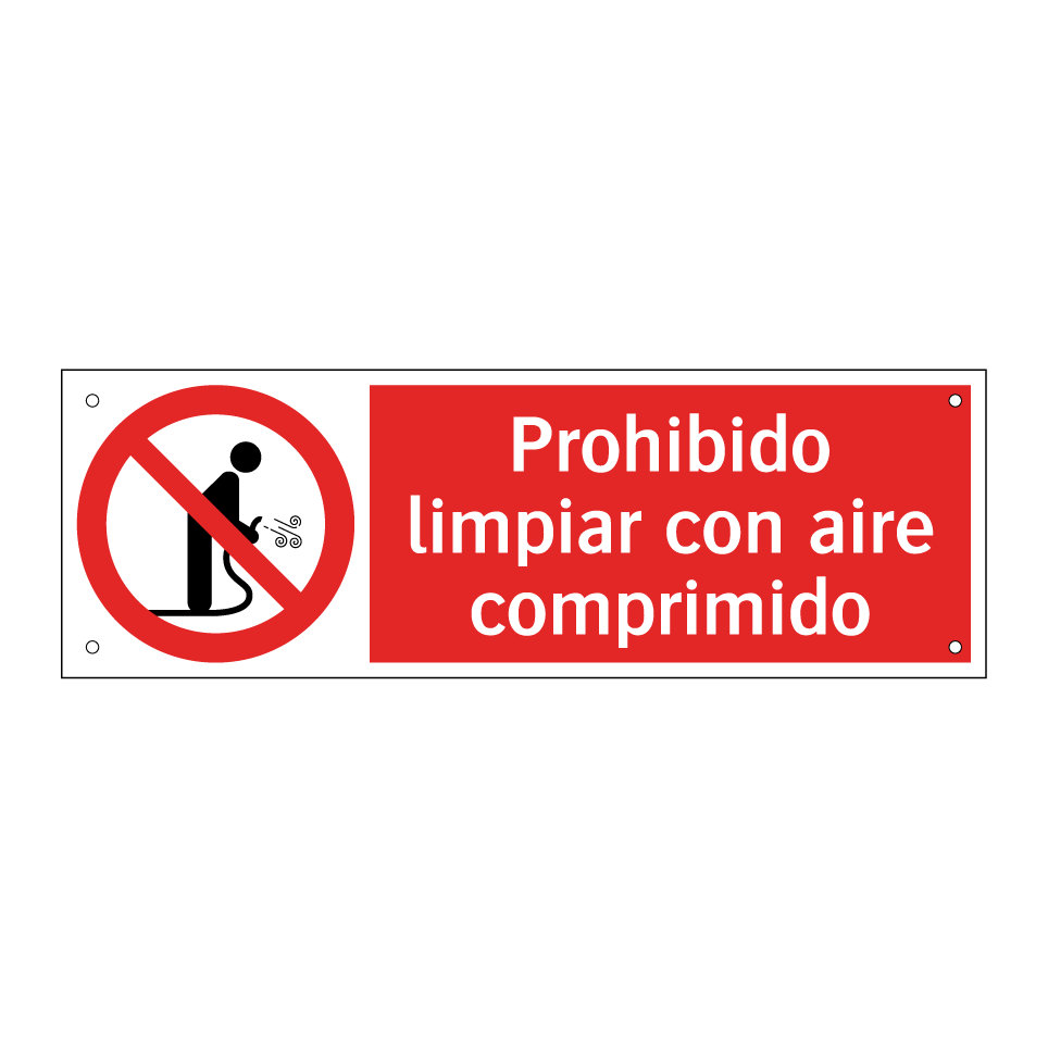 Prohibido limpiar con aire comprimido