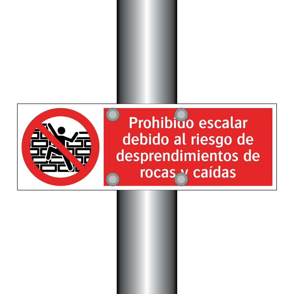 Prohibido escalar debido al riesgo de desprendimientos de rocas y caídas