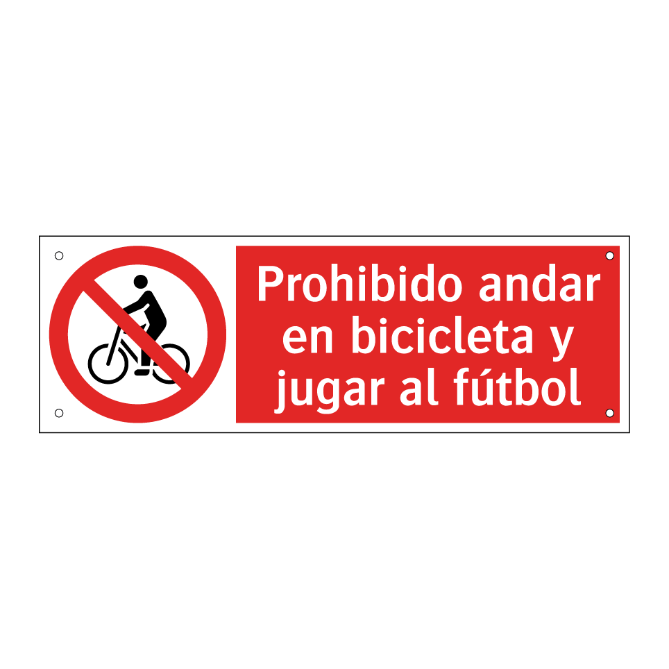 Prohibido andar en bicicleta y jugar al fútbol