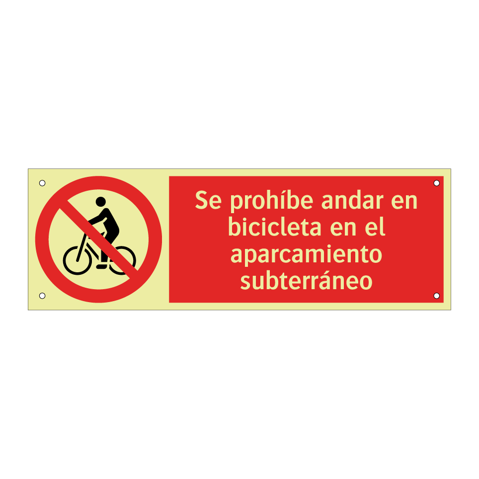 Se prohíbe andar en bicicleta en el aparcamiento subterráneo
