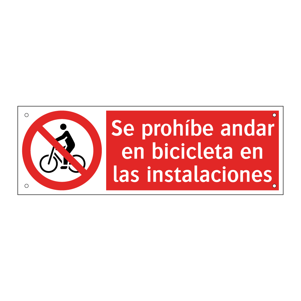 Se prohíbe andar en bicicleta en las instalaciones