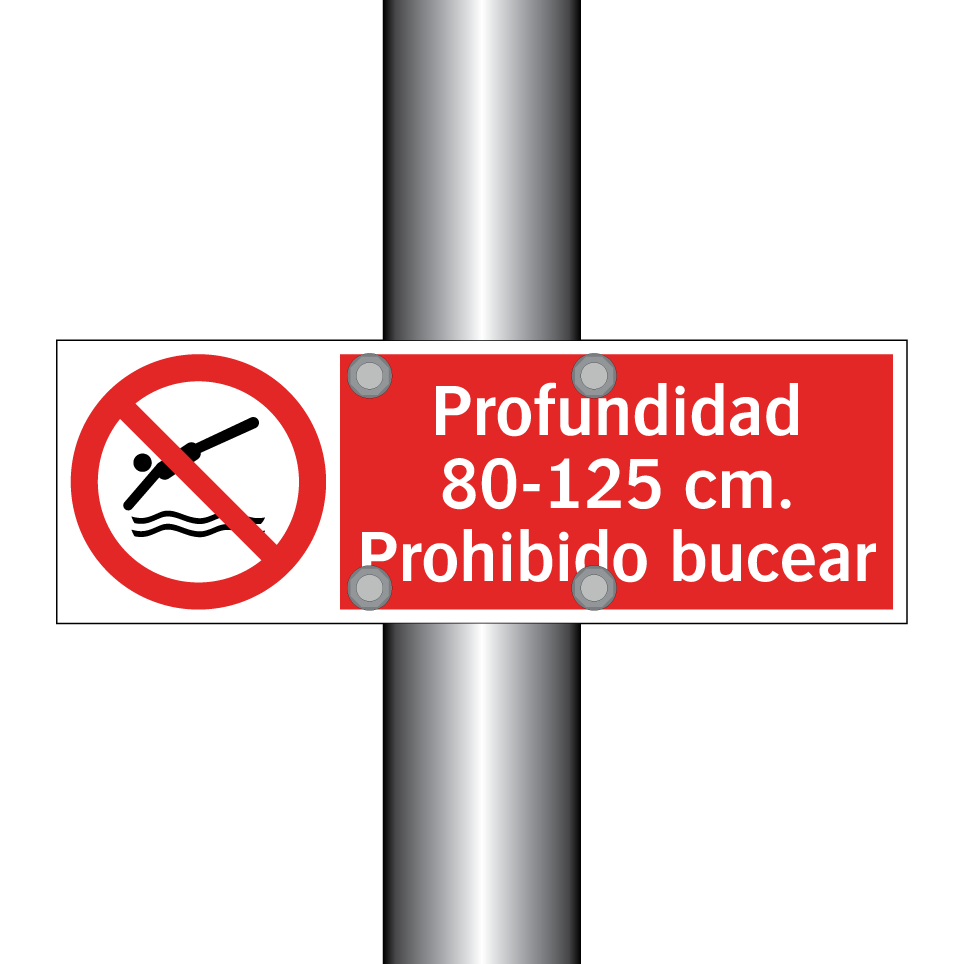 Profundidad 80-125 cm. Prohibido bucear