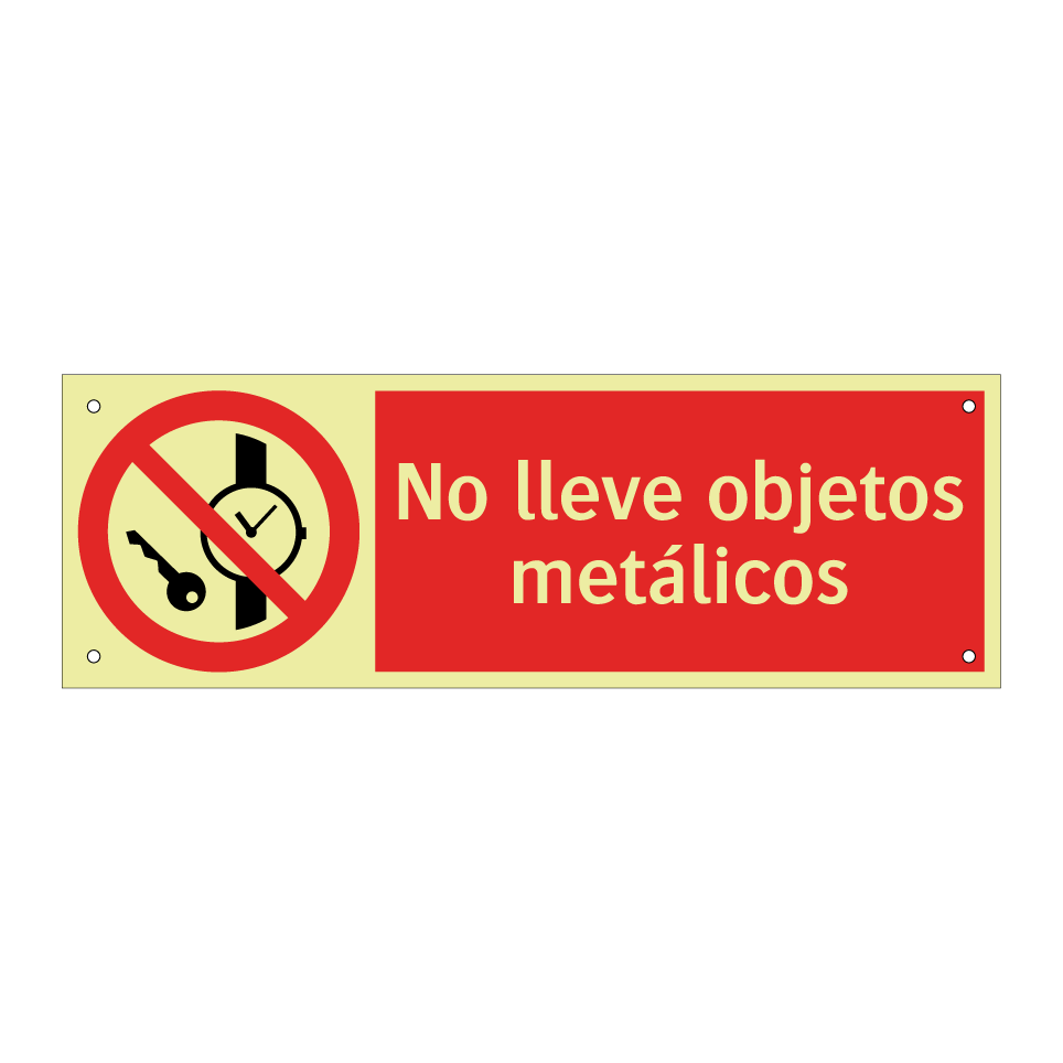 No lleve objetos metálicos
