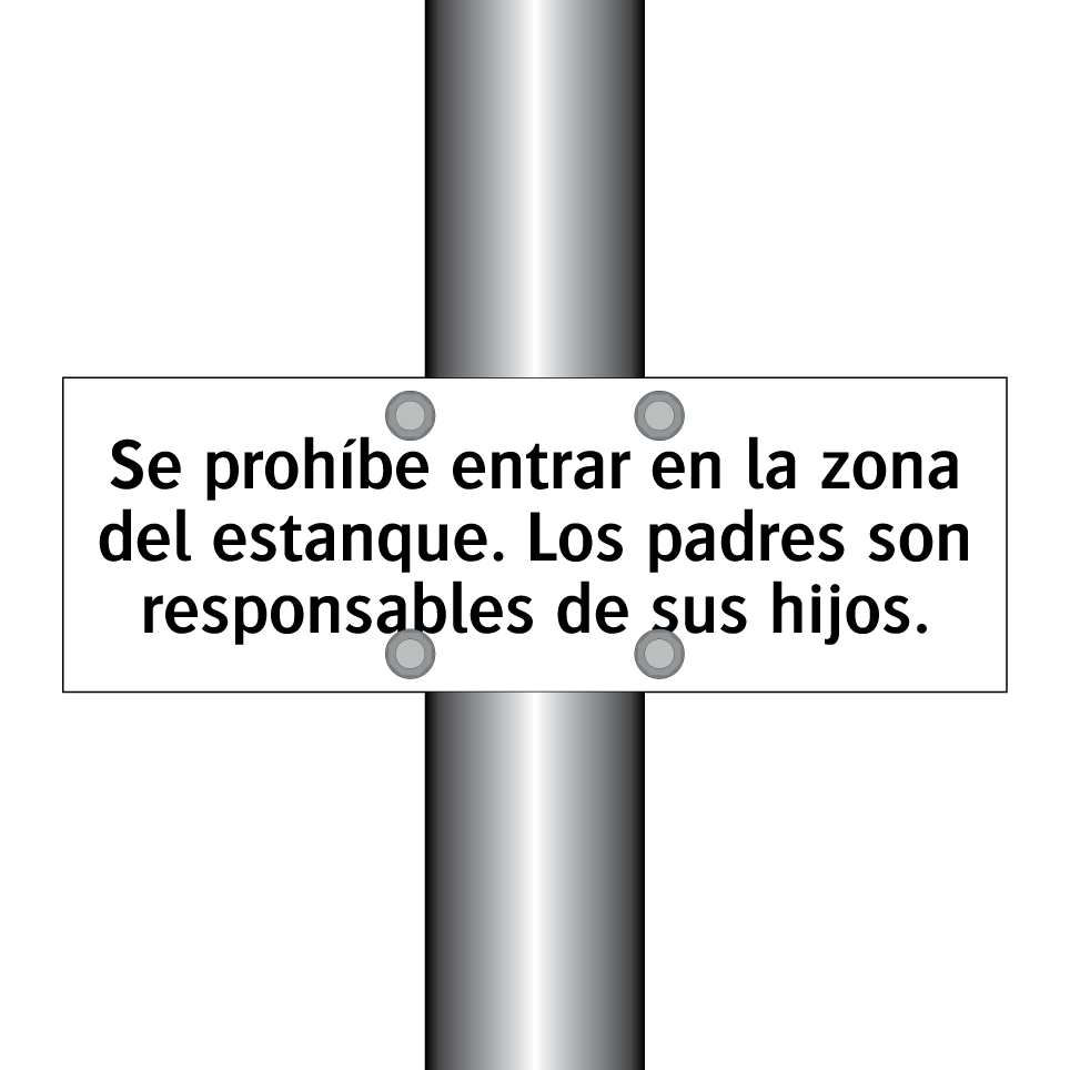 Se prohíbe entrar en la zona del estanque. Los padres son responsables de sus hijos.