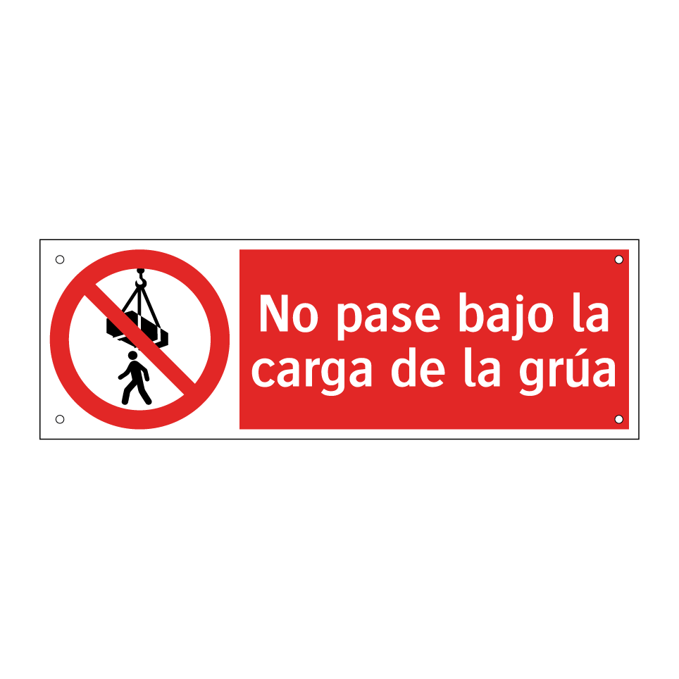No pase bajo la carga de la grúa