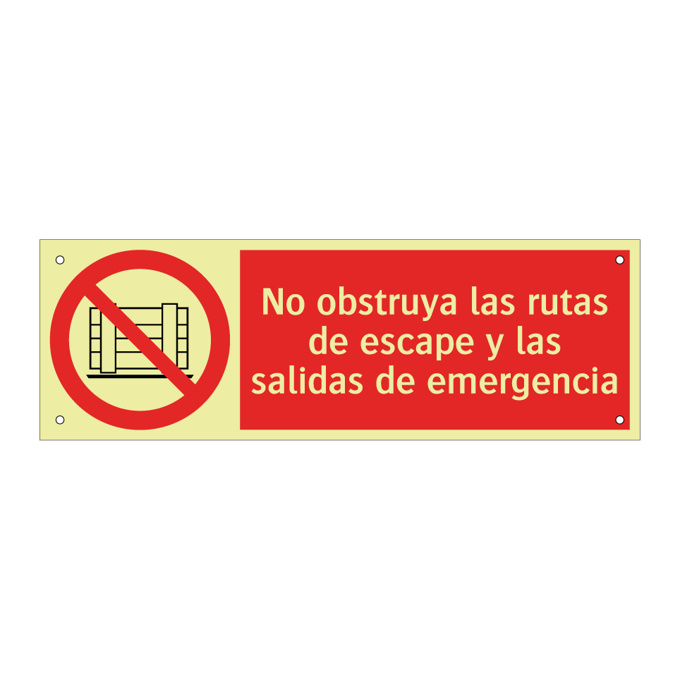 No obstruya las rutas de escape y las salidas de emergencia