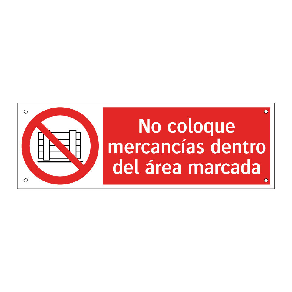 No coloque mercancías dentro del área marcada