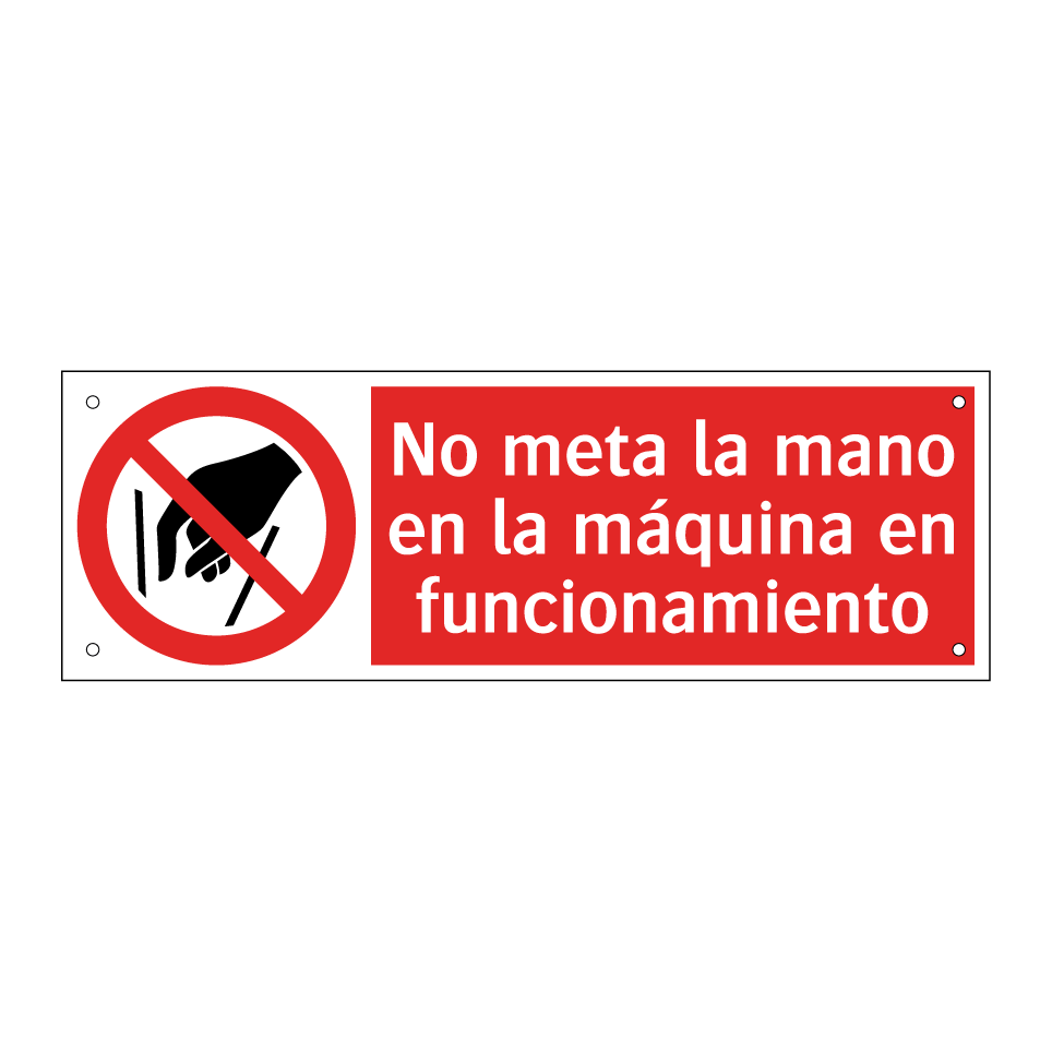 No meta la mano en la máquina en funcionamiento