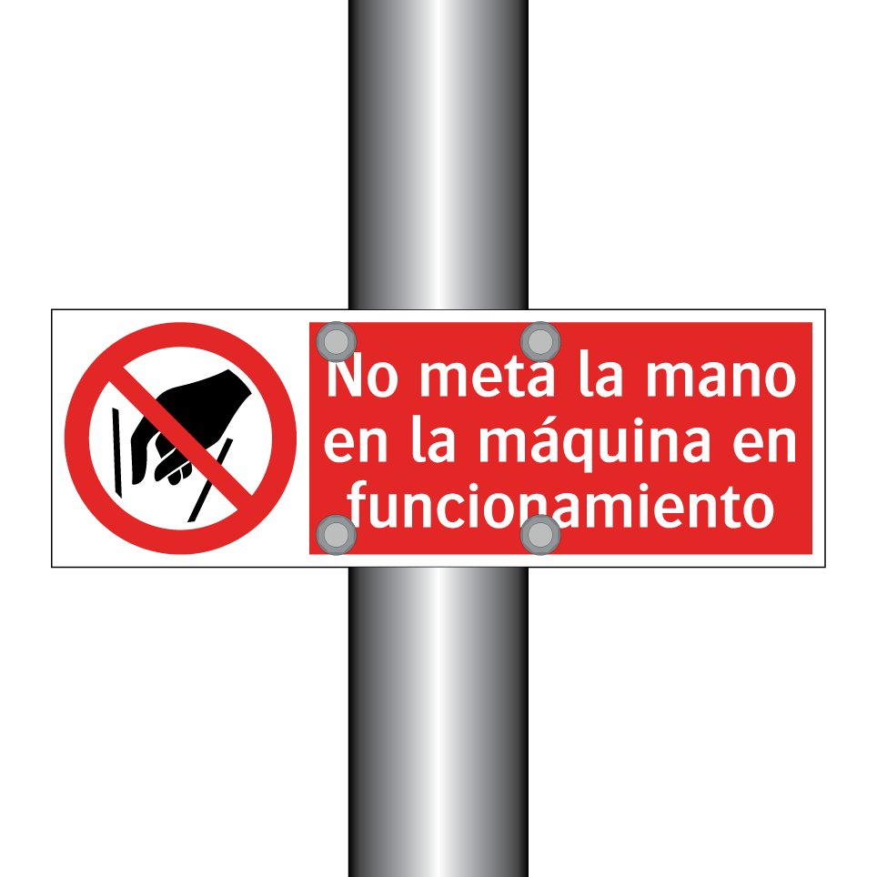 No meta la mano en la máquina en funcionamiento