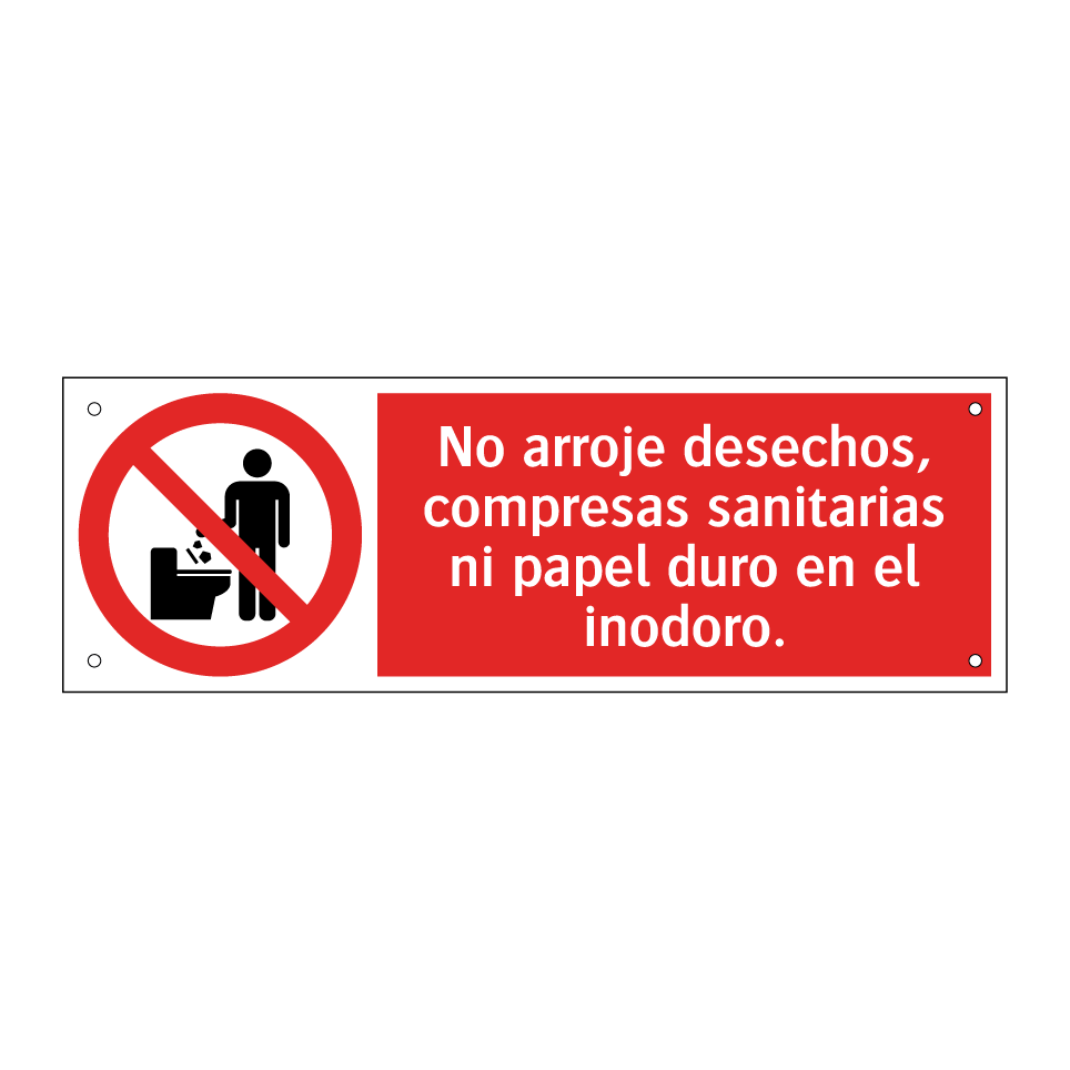 No arroje desechos, compresas sanitarias ni papel duro en el inodoro.