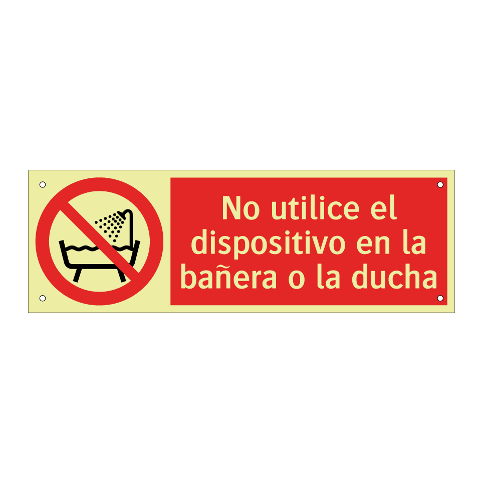 No utilice el dispositivo en la bañera o la ducha