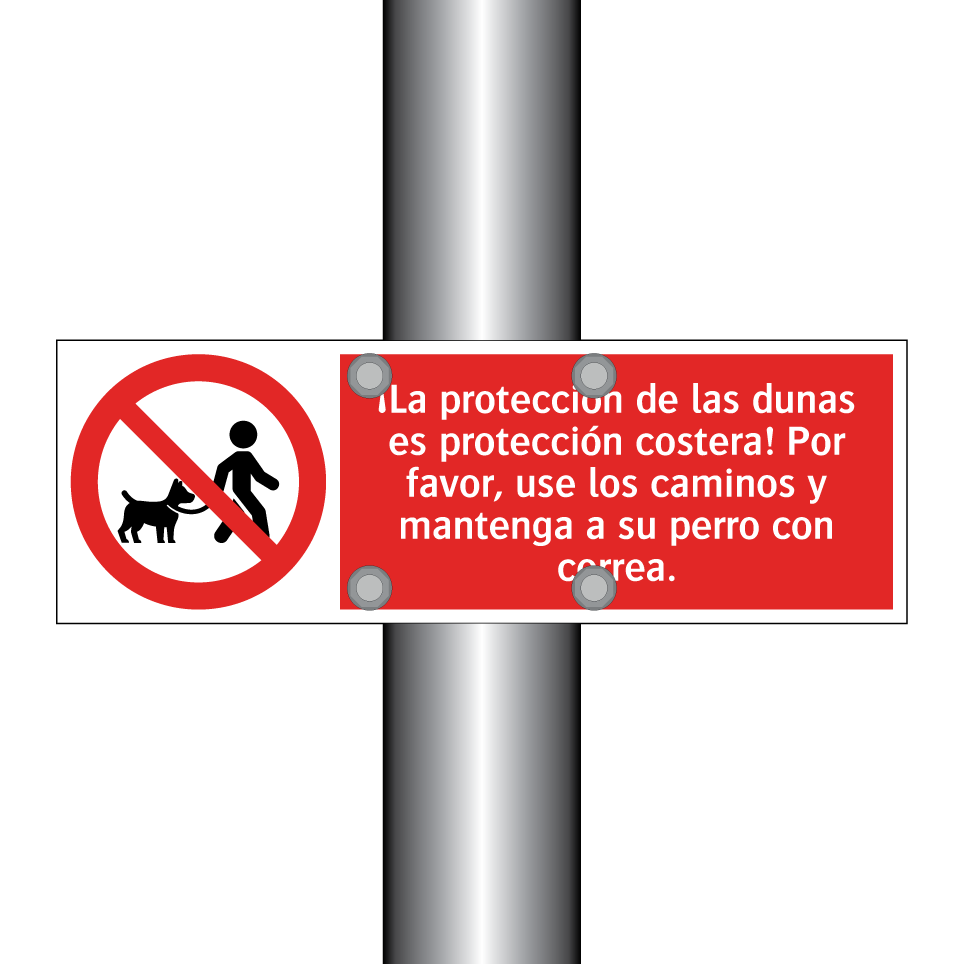 ¡La protección de las dunas es protección costera! Por favor, use los caminos y mantenga a su perro con correa.