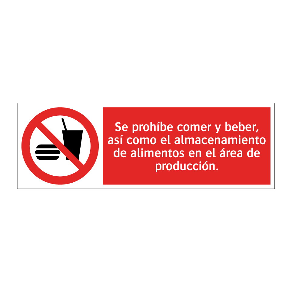 Se prohíbe comer y beber, así como el almacenamiento de alimentos en el área de producción.