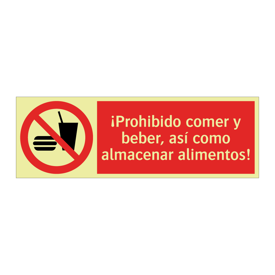 ¡Prohibido comer y beber, así como almacenar alimentos!