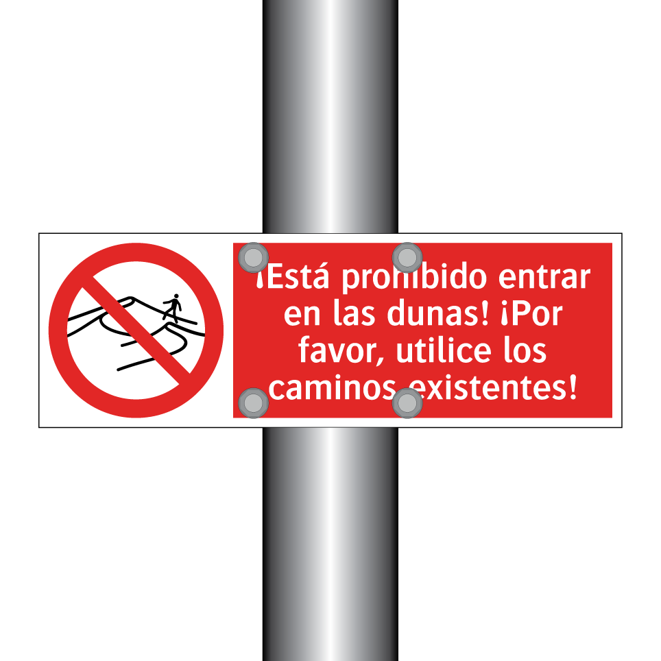 ¡Está prohibido entrar en las dunas! ¡Por favor, utilice los caminos existentes!