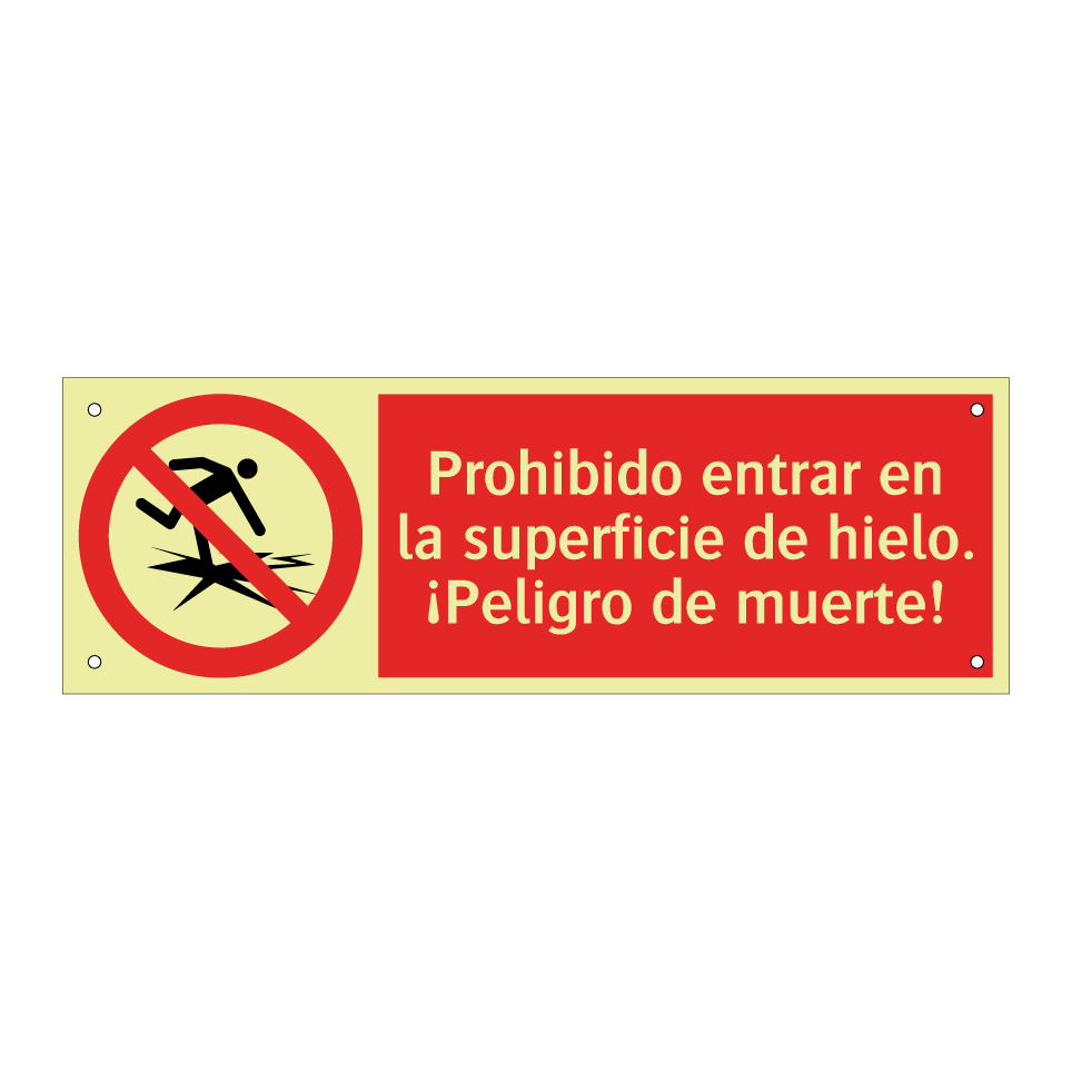 Prohibido entrar en la superficie de hielo. ¡Peligro de muerte!