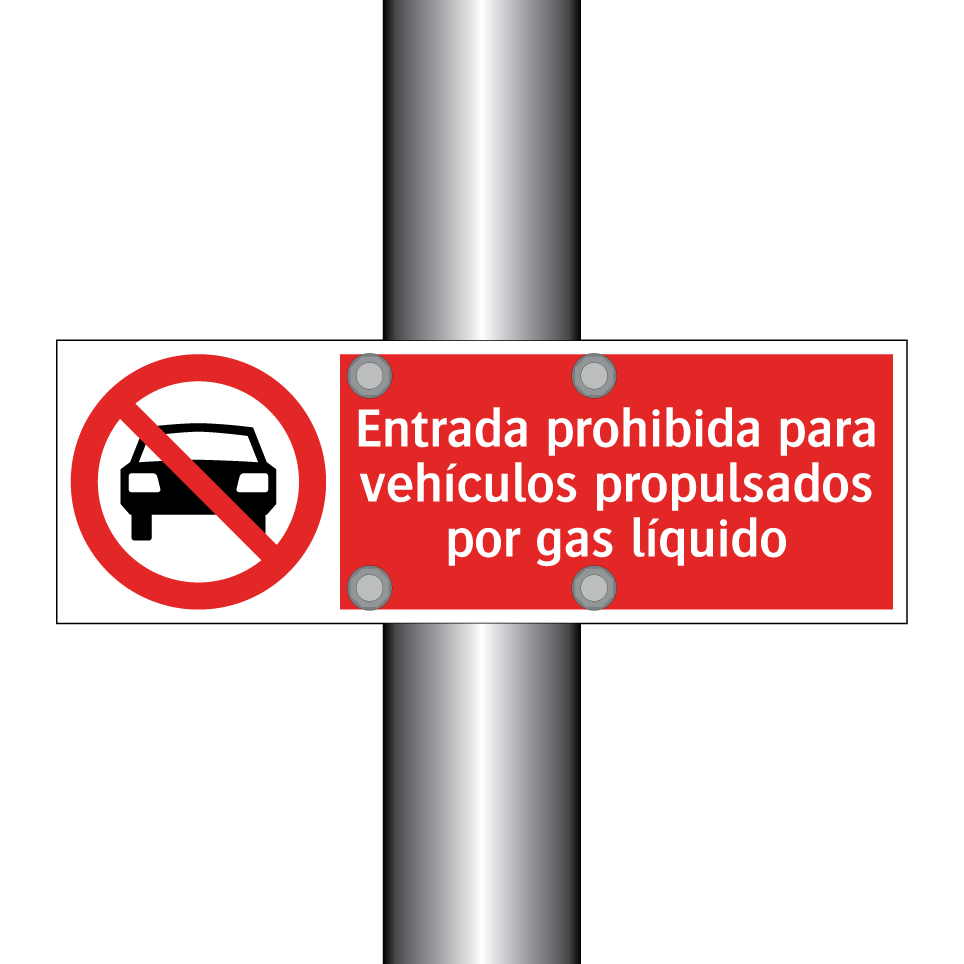 Entrada prohibida para vehículos propulsados por gas líquido