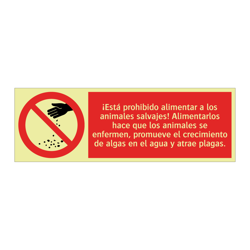 ¡Está prohibido alimentar a los animales salvajes! Alimentarlos hace que los animales se enfermen, promueve el crecimiento de algas en el agua y atrae plagas.