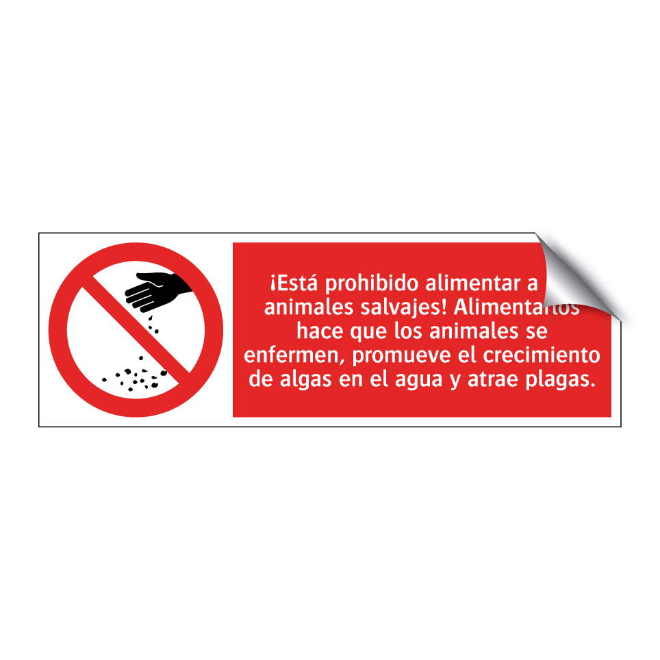 ¡Está prohibido alimentar a los animales salvajes! Alimentarlos hace que los animales se enfermen, promueve el crecimiento de algas en el agua y atrae plagas.