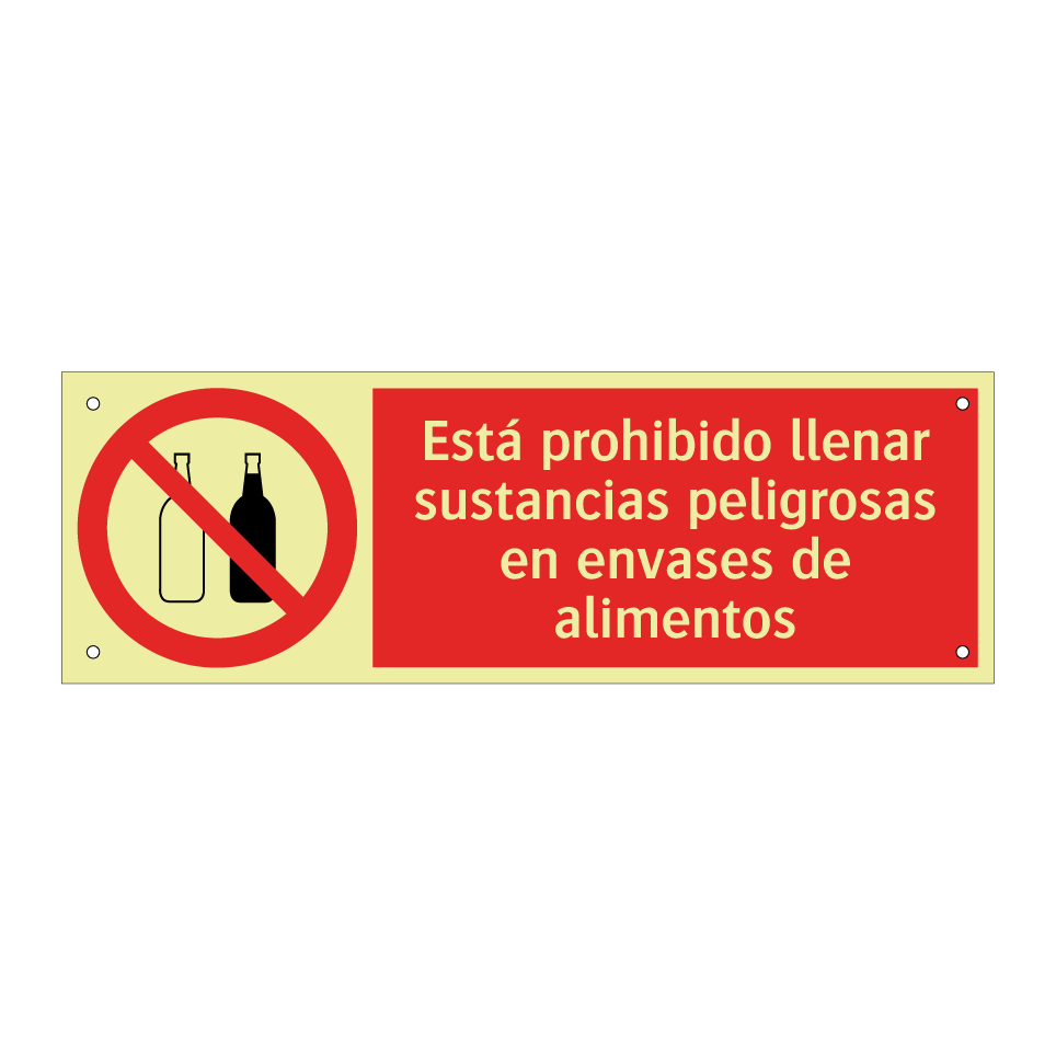 Está prohibido llenar sustancias peligrosas en envases de alimentos