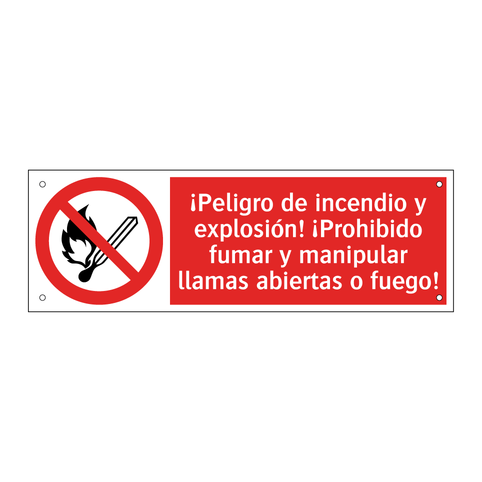 ¡Peligro de incendio y explosión! ¡Prohibido fumar y manipular llamas abiertas o fuego!