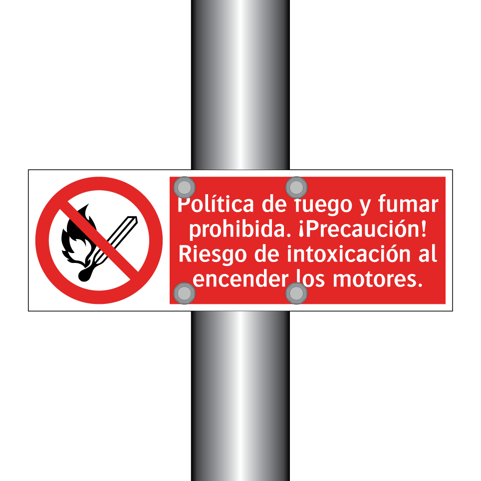 Política de fuego y fumar prohibida. ¡Precaución! Riesgo de intoxicación al encender los motores.