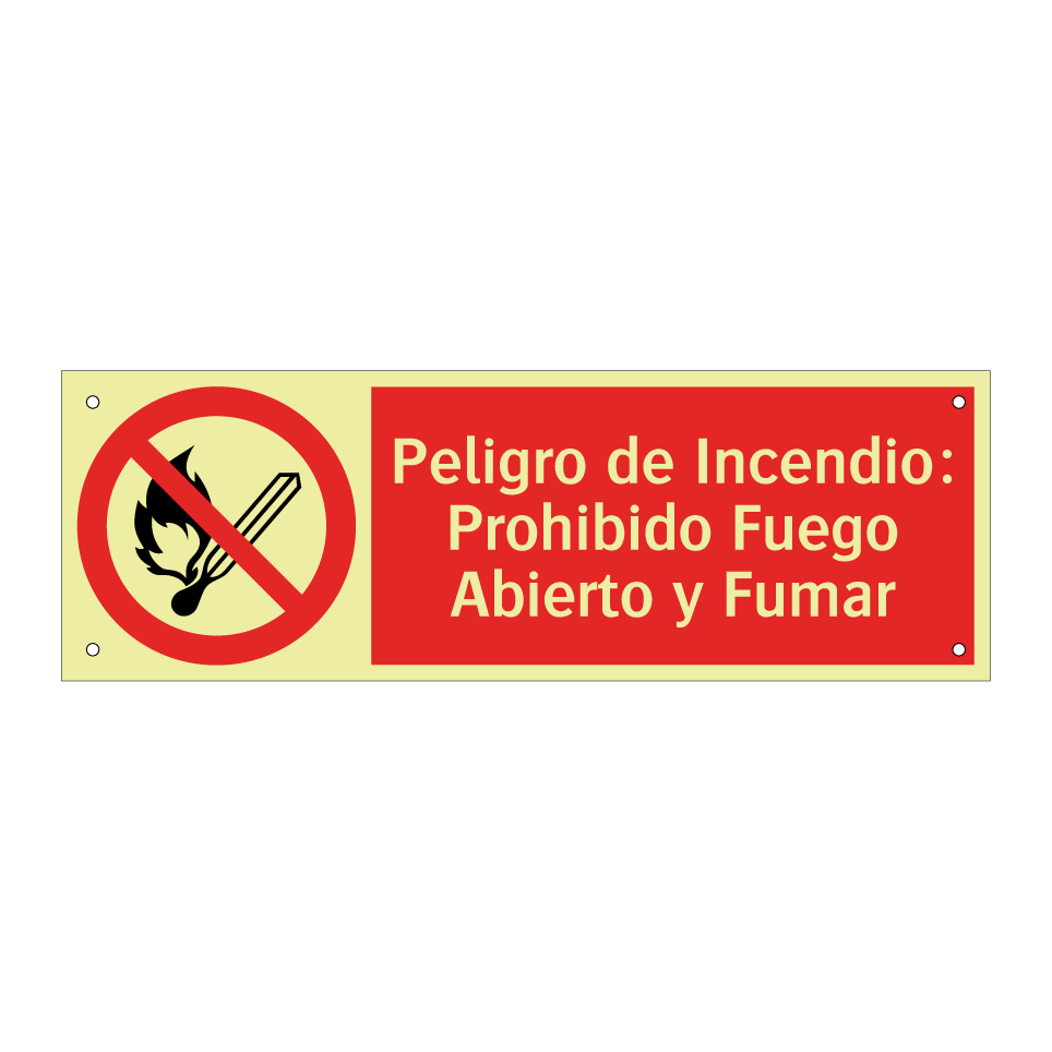 Peligro de Incendio: Prohibido Fuego Abierto y Fumar