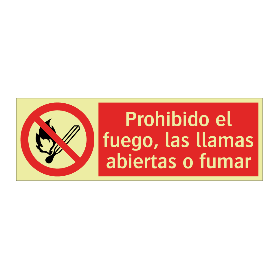 Prohibido el fuego, las llamas abiertas o fumar