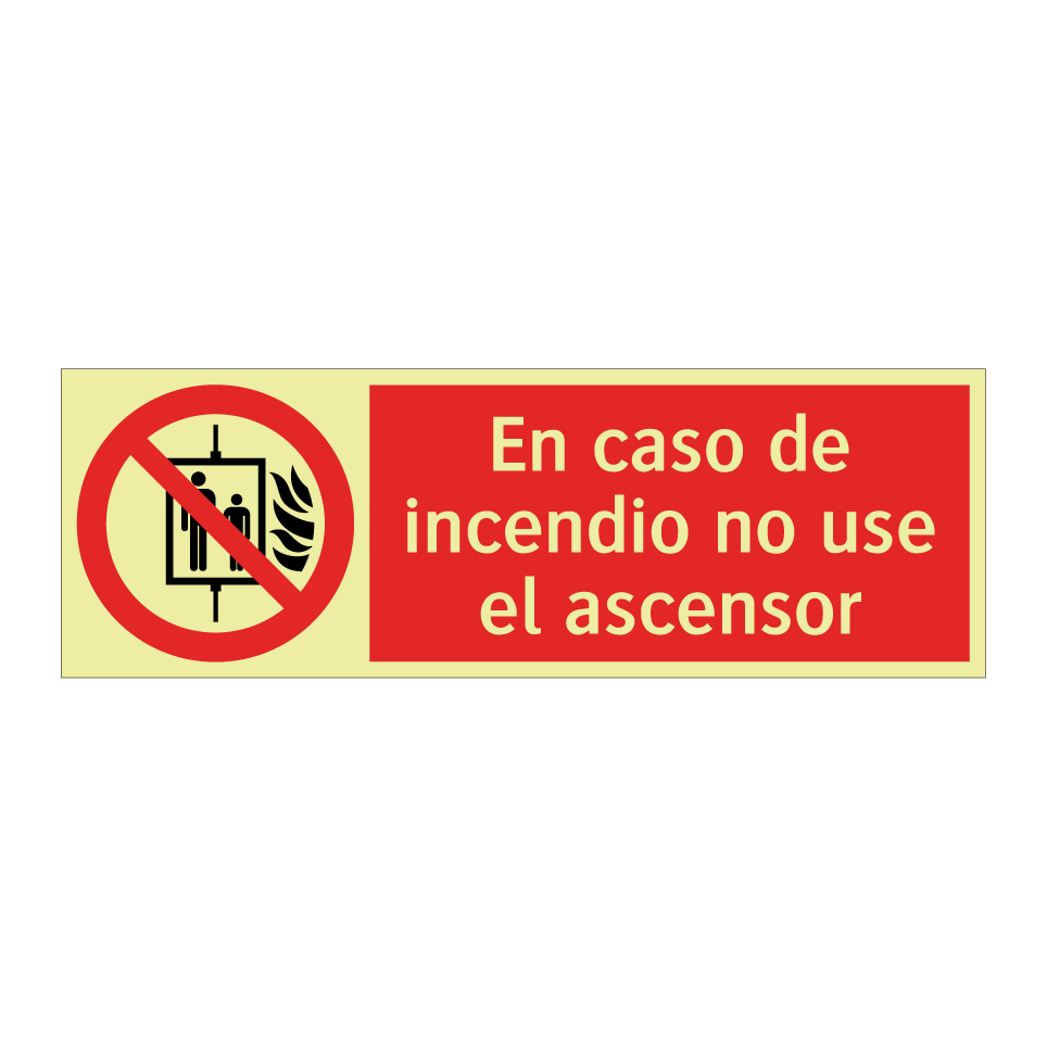 En caso de incendio no use el ascensor