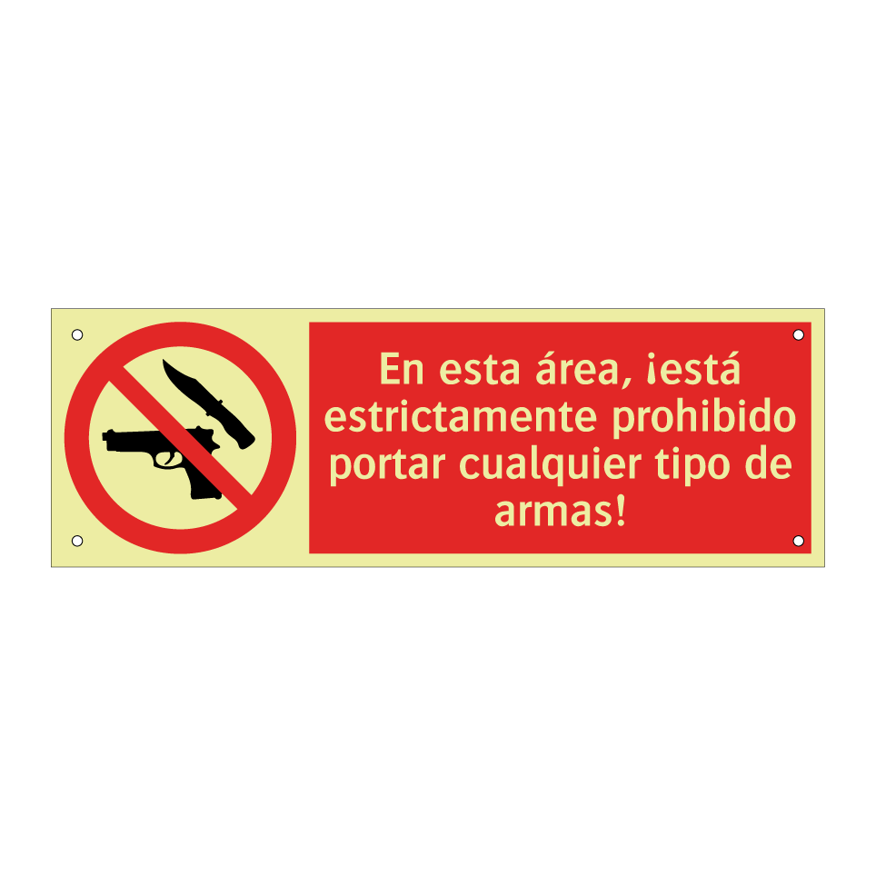 En esta área, ¡está estrictamente prohibido portar cualquier tipo de armas!