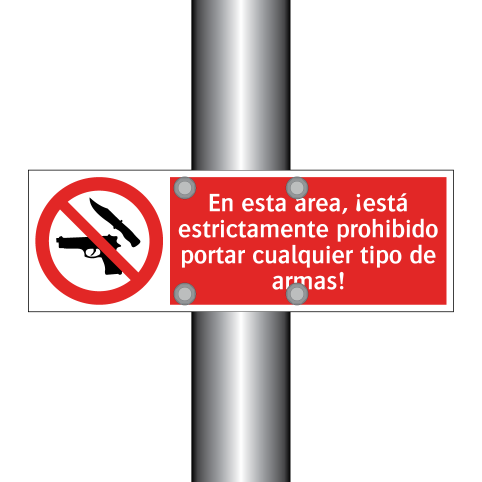 En esta área, ¡está estrictamente prohibido portar cualquier tipo de armas!
