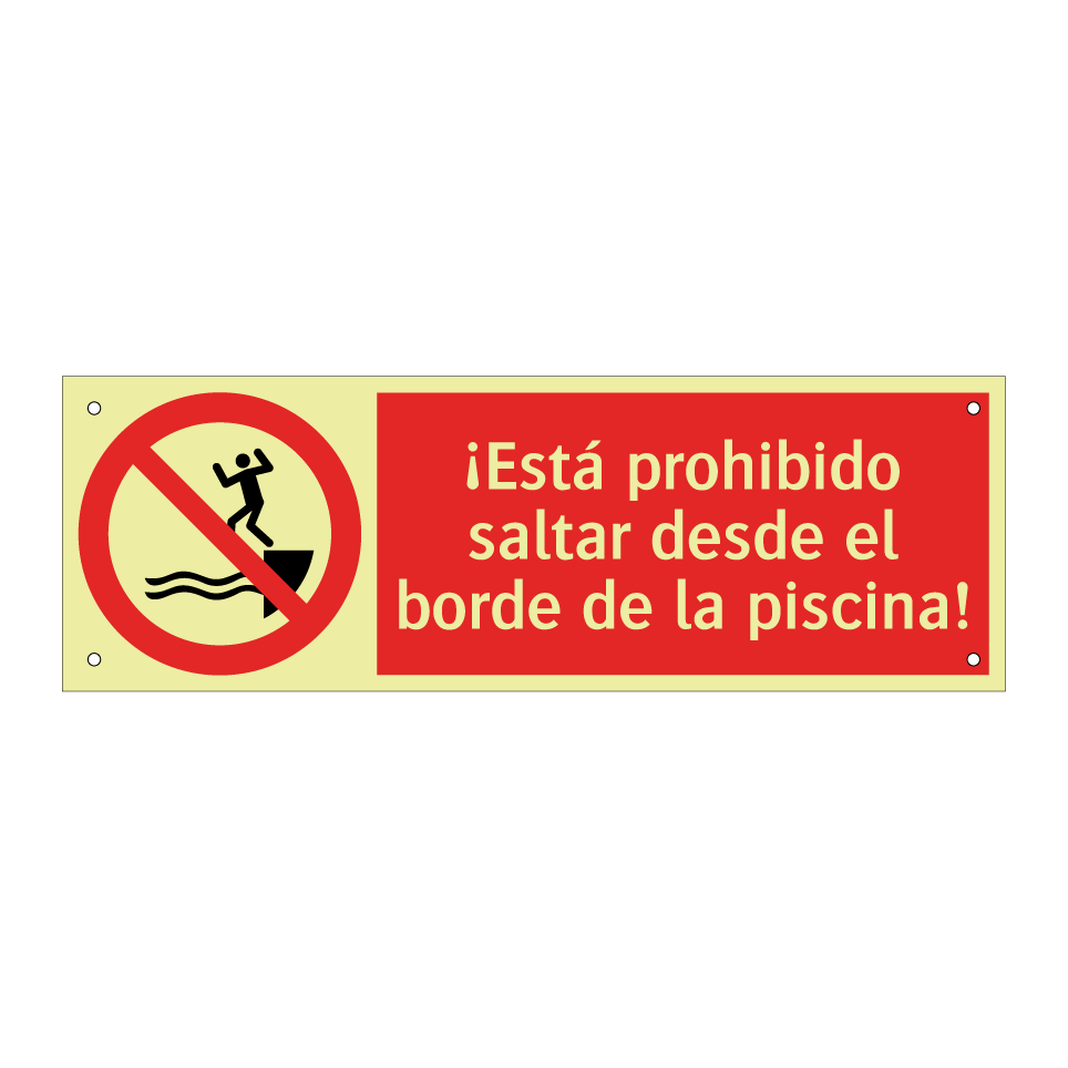 ¡Está prohibido saltar desde el borde de la piscina!
