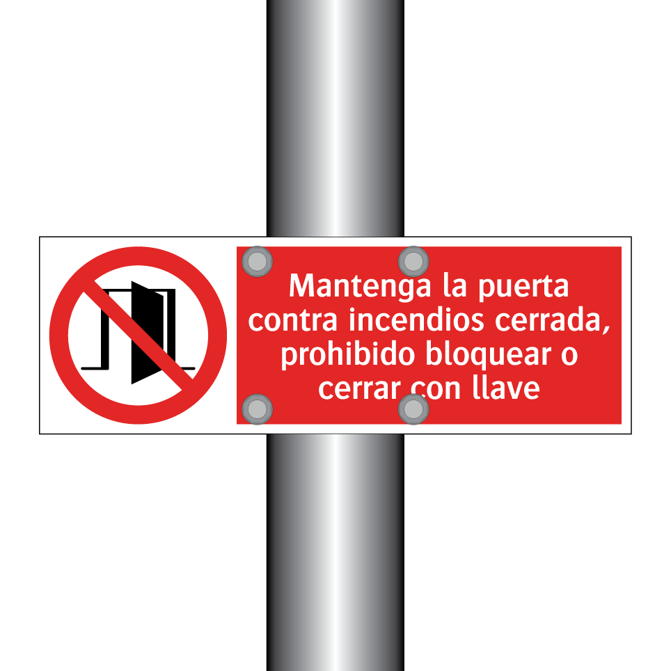 Mantenga la puerta contra incendios cerrada, prohibido bloquear o cerrar con llave