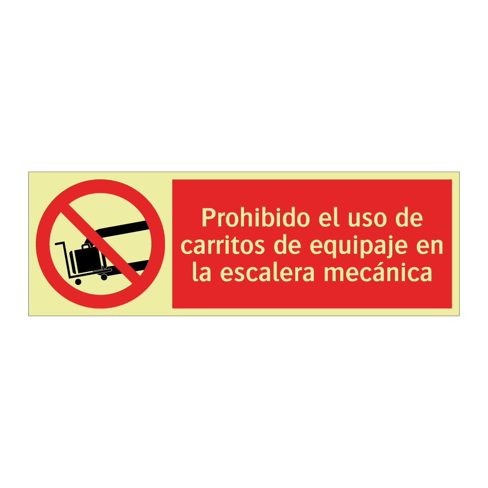 Prohibido el uso de carritos de equipaje en la escalera mecánica